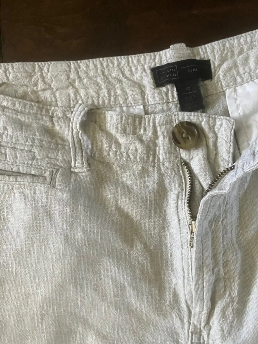 14th & Union Linen 8in Shorts - Slim Fit Men's Size 30 - Navy & Tan